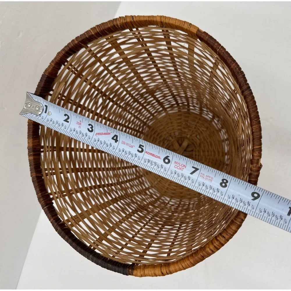 Vintage Woven Wood‎ Splint Waste Basket Rustic Farmhouse Decor Storage